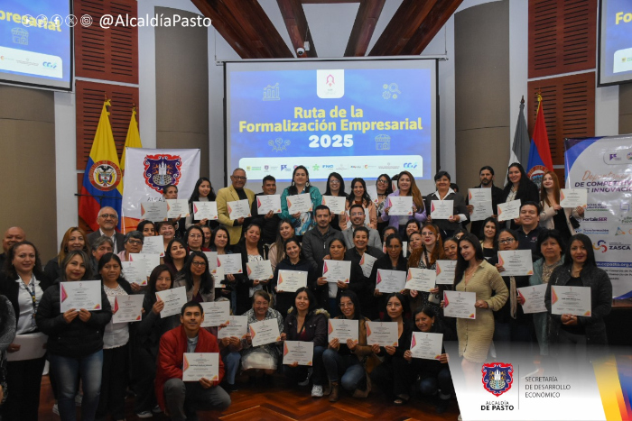 Alcaldía de Pasto entregó certificados a 70 emprendedores que culminaron la Ruta de Formalización Empresarial