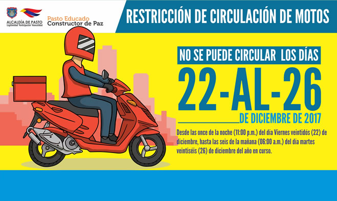 22 de diciembre inicia restricción vehicular de motocicletas